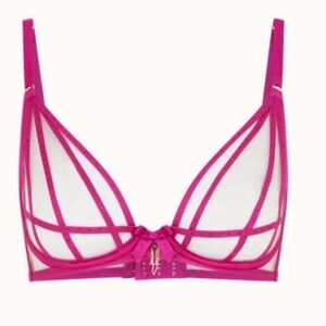 Agent Provocateur Strappy Sheer Underwire Bra in Fuchsia Pink